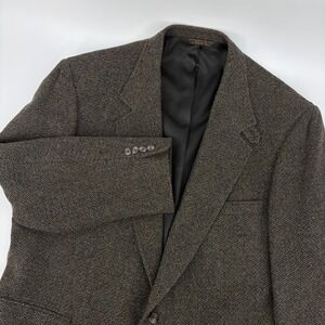 Vtg Talbot Jaimes Mens 48L Brown Herringbone Wool Blazer Sport Coat USA Made